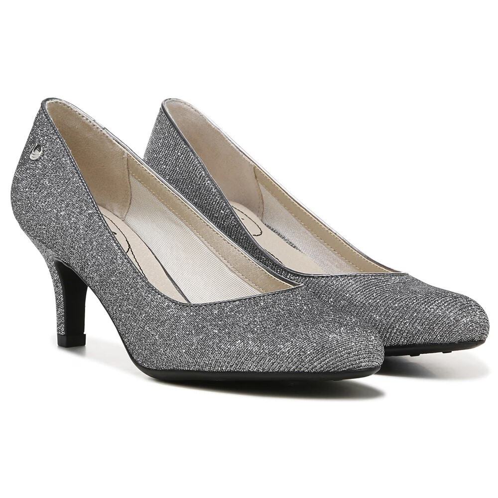 Life Stride Silver Sparkle Mid-Heel Pumps